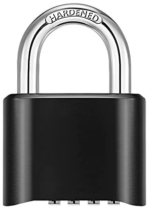 DAYGOS Outdoor Combination Padlock with 4 Digit Code, 52mm Heavy Duty Combination Lock for Gym Locker, [Weatherproof] Pad Lock with 8mm Steel Shackle for Garage, Gate, Shed, Fence, Warehouse - Black