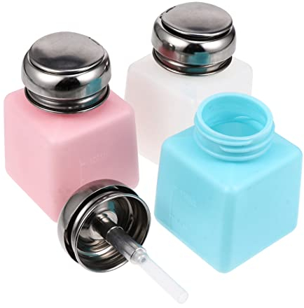 Artibetter 3pcs Nail Remover Bottle Push down Dispenser Metal Pump Bottle Nail Polish Remover Bottle Travel Bottles Travel Conditioner Alcohol Press Dispenser Push Type Squeeze Bottle Plastic