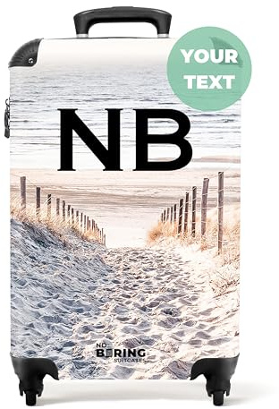 NoBoringSuitcases.com® Personalisierter Koffer 55x40x20 - Kleiner Trolley Mit Rollen - Reisekoffer Handgepäck - Sandweg in Den Dünen - Leicht - Mit Namen Initialen
