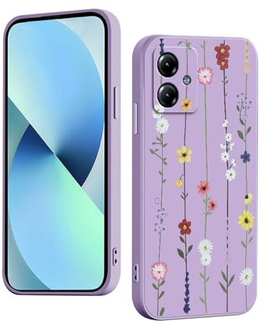 YUXING Funda para Motorola Moto G14 Silicona - Moda Lindo Patrón Diseño Delgado Carcasa, Antichoque, Antideslizante, Elegante, Protección Totaly Resistente (Flower,Purple)