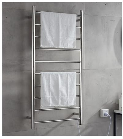 Handtuchwärmer Elektrisch, Silber Elektrisch Handtuchheizkörper Wandmontierte, Elektrisch Badheizkörper Edelstahl Mit intelligenter Thermostatsteuerung 1200mm*600mm,Hardwired