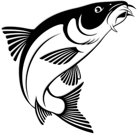 Finest Folia Fisch Aufkleber für Auto Motorrad Boot Schlauchboot Angelbox Sticker Autoaufkleber Angler Fische selbstklebend wetterfest wasserfest K174 (Schwarz Glanz, Motiv 08)