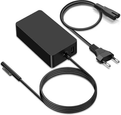 65W Ladekabel Kompatibel für Microsoft Surface Pro 11/X/10/9/8/7/7+/6/5/4/3 | Netzteil Surface Laptop 7/6/5/4/3/2, Surface Go 4/3/2, Surface Book 3/2/1, Windows Surface Ladegerät mit USB-Port