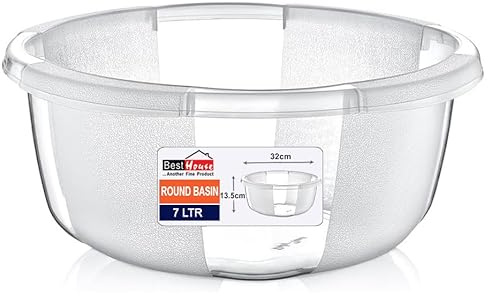 Best House | Clear Round Basin | Kitchen Washing Up Bowl | 7 Litres | Transparent | 1 Pc | Multipurpose Bath Tub/Washing Tub for Kitchen, Bathroom, and Household Use (Pack of 1)