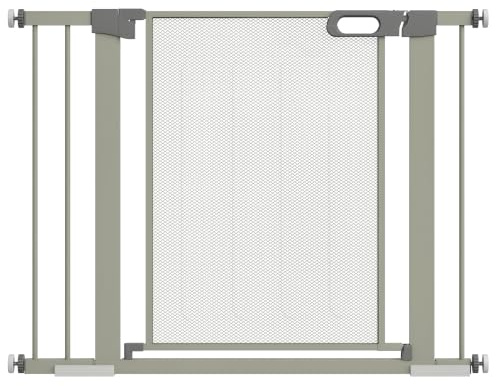 PawHut Barrera de Seguridad para Perros Extensible 75-103 cm Barrera para Escalera Puerta con 2 Extensiones 7 y 14 cm Doble Bloqueo Cierre Automático Gris
