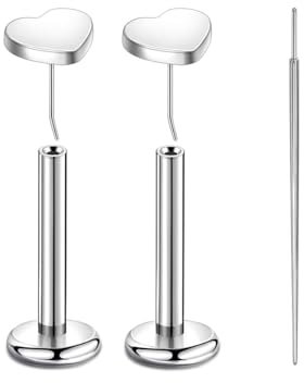 2 Stück Labret Piercing 16g (1.2mm) – G23 Titan Pin Stecker mit Herz – 8mm Stablänge für Helix, Tragus, Cartilage, Monroe, Lippenpiercing – Push-In Ohne Gewinde, Inklusive Einführhilfe
