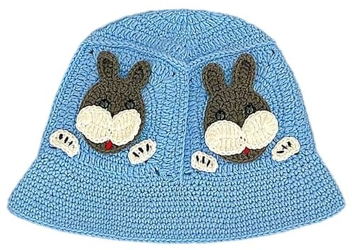 YUPEIUKLI Gestrickte Fischermütze, Cartoon-Tiermütze, warm, bequem, Picknickmütze für Männer, Frauen und Kinder