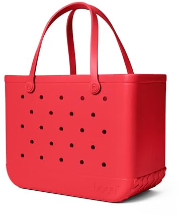 BOGG BAG Original Large Tote – 19” x 14” x 9” – Durable, Washable, Tip-proof – Beach, Pool, Boat, Work, Sports (Off to the Races Red)