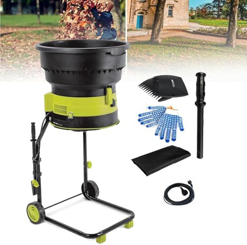 JJENXYYDS Trituradora de Hojas portátil para jardín de 2500 W, trituradora de abono sin Cuchillas, con Ruedas y Bolsa de Almacenamiento, para desechos de jardín, Hojas y Ramas,10m-Power-Cord