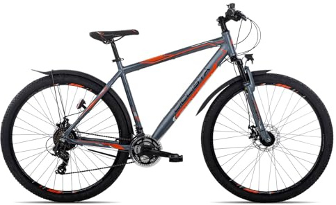 Ciclista Adventure 29 Disc | All-Terrain-Bike | 21-Gang Schaltung | Scheibenbremsen | LED-Lichtanlage | Nabendynamo, Farbe:Grey White orange Black, Rahmengröße:56 cm, Laufradgröße:29 Zoll