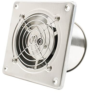 MTBDD Bathroom Exhaust Fan 4'' Stainless Steel Exhaust Fan Toilet Kitchen Bathroom Hanging Wall Window Duct Fan Air Ventilator Extractor Blower with Protective Net, 25W Bathroom Fan