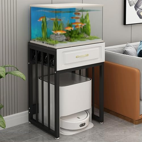 Armario para Robot Barredor Robot Barredor Mesa Auxiliar Auxiliar con Cajón Aspiradora Barredora Mesilla de Noche Robot Limpiador/Pecera Estante de Almacenamiento(Black,Style C)