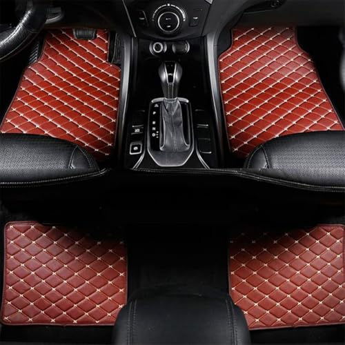 DQSZ 4 StüCk Leder Auto FußMatten für BMW X5 E70 2008-2013(LHD), Vorne Hinten Teppichschutzmatte Wasserdicht rutschfeste Anti-Kratz Autoteppiche Interieur ZubehöR,D/Orange