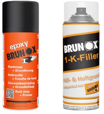 Generisch BRUNOX Rostschutz-Set – Epoxy Rostumwandler + 1-K-Filler Grundierung – je 400 ml Spraydose – für Metall, Auto, Oldtimer, Maschinen​