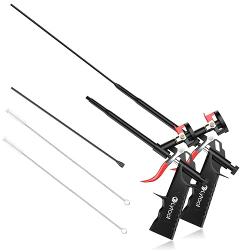 Lytool Foam Spray Gun Kit, All-Metal Body, PTFE-Coated Barrel, No Cleaner Needed, Copper Nozzle, Adjustable Flow Control, 2 Extension Rods(12.6) & 2 Cleaning Brushes(15.7) for Sealing & Insulation