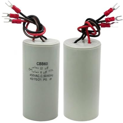 1Pcs CBB60 450VAC 22UF+6UF three-wire dual capacitor motor crane basket hoist crane starting capacitor