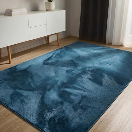 benuta Basic Kunstfaser Fellteppich Furry - Türkis 120x170 cm - Weicher Wohnzimmerteppich - Anti-Rutsch-Rückseite - Waschbar - Für Fußbodenheizung geeignet