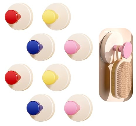 Fulshion Saugnapf Haken 8 Stück, wiederverwendbar ohne Bohren, Saugnäpfe mit Gewinde für Bad & Küche, 4 Farben (Rosa, Rot, Gelb, Blau)