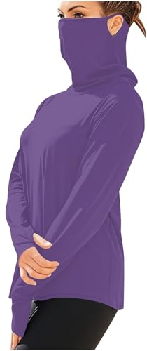 Women's Protection Shirts with Face Mask, Unisex Outdoor Long Sleeve Shirt Cooling Hiking Workout Tops Blouses Tshirts