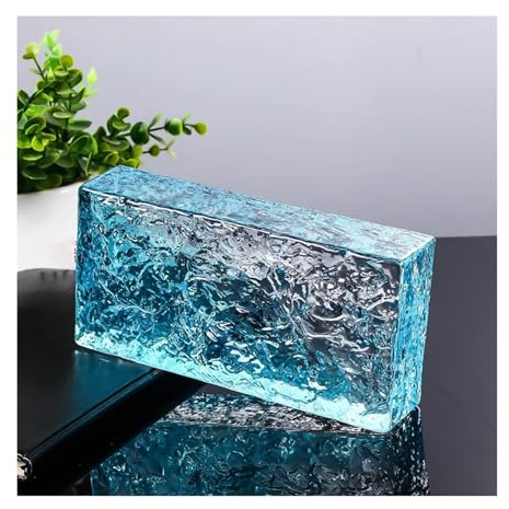 Brique de verre de processus, Brique de cristal en verre, blocs d'isolation phonique et thermique, multicolore, 20 x 10 x 5 cm(Blue)
