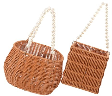 ifundom 2pezzi da Cestino in Rattan Sintetico Cestino Portafrutta Portafiori Utilizzabile Come per Picnic e per Alimenti per Decorare La e Abitativo