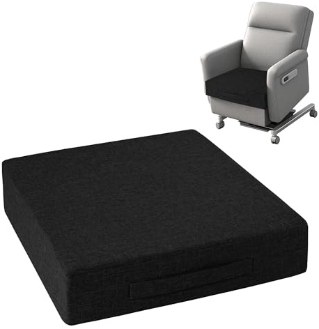 OVOV Recliner Cushions for Elderly 20x20x4 Thick Seat Cushion for Recliner Chair Large Square Non Slip Chair Pads with Washable Cover for Armchair Couch Black