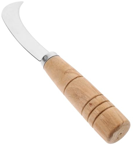 JECOMPRIS Coltello da Frutta Curvo in Acciaio Inossidabile con Manico Ergonomico in Legno Sbucciatore Multifunzionale per Ananas Banana e Verdure Durevole e Facile da Pulire per Uso e
