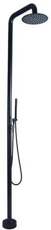 LMXRYPD Doccia Esterna Giardino da Esterno in Acciaio Inox, Soffione Doccia Doppio da Pavimento con Getto Superiore Regolabile, Soffione da 25 cm, Doccetta, per Giardino, Spiaggia(Black)