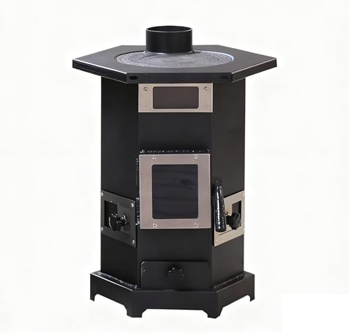 Horno Leña Ventilación Ajustable Estufas de Leña con Horno Pequeñas con Cajón para Cenizas Ventilación Ajustable Ideal para Acampar y Actividades Al Aire Libre(B)
