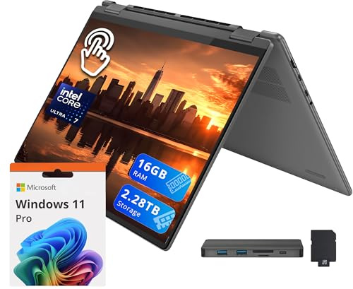 Lenovo Yoga 7i 2-in-1 16 2K Touchscreen Laptop, Intel Ultra 7 155U, 16GB LPDDR5X, 2.28TB Storage(2TB SSD +288GB Docking Station Set), Fingerprint Reader, Backlit Keyboard, WiFi 6E, Win 11 Pro, Grey