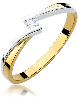 MARKO Zarter Damenring aus 333 (8 Karat) Bicolor-Gold mit einzelner Zirkonia – Eleganter Echtgold Vorsteckring/Ehering
