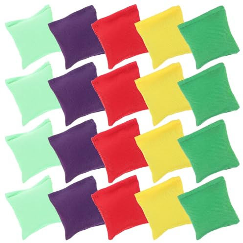 FUNOMOCYA 20 Pezzi Sacchetti di Fagioli da Lancio Piccoli 5X5 CM Set Colorato Resistente per Giochi All’Aperto e Feste Sacchi da Gioco Interattivi per Sviluppo Capacità e Concentrazione