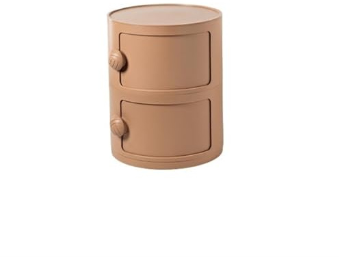 Round Bedside Cabinet, Bedside Nightstand with Drawers, Narrow Nightstand with Sliding Doors, Storage Unit Chest with Handle Creative idea(Pink,Small)