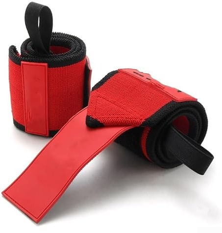 Bandages de poignet fiables pour entraînement de dynamophilie et de résistance avec coutures renforcées et respirabilité (rouge)