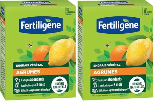 FERTILIGENE FEGAGR650 - Engrais Végétal Agrumes, Plantes Méditerranéennes 650 g - Des fruits plus abondants - Seulement 1 application en 3 mois - Jusqu'à 26 arbres - Produit 100% naturel avec zéolite
