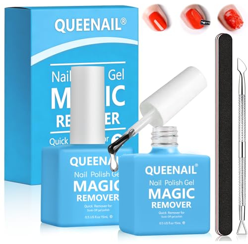 2 Stücke Gel Nagellack Entferner, Nail Polish Remover, Inklusive Nagelhautschieber und Werkzeugfeile, Verletzen Sie Ihre Nägel Nicht, Schnelle und Einfache Entfernung Pour Tout Type D’Ongles