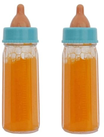 Lot de 2 biberons de lait pour poupées - Avec jus - Accessoires de jeu de rôle - 12 ml - Éducatif - Orange - Taille unique