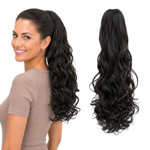 CAISHA 50cm Zopf Pferdeschwanz Gewellt Haarteil Schokobraun HC8-1