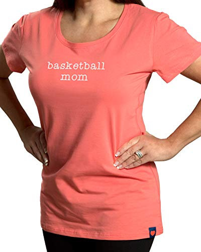 Pavilion Gift Company Women's Basketball Mom Semi-Fitted T-Shirt, Coral, Small