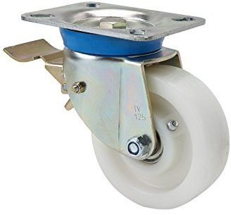 Schwerlastrolle 80 mm TK 300 kg Lenkrolle mit Feststeller Polyamidrad Gleitlager Anschraubplatte