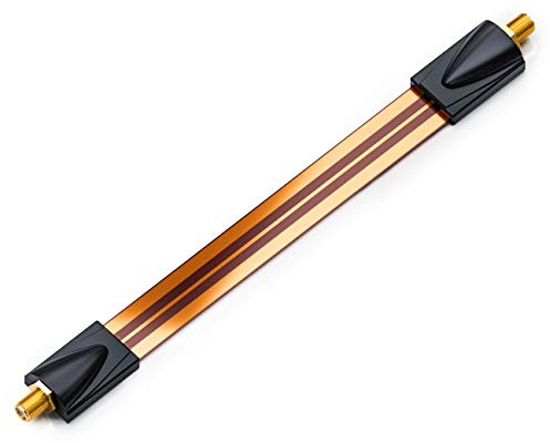 deleyCON Fensterdurchführung SAT Kabel 30cm 21cm flexibel, 1 Stück - Kupfer | Kupplung für Fenster & Türen, vergoldet, extrem flach, geschirmt und mit Klebepads