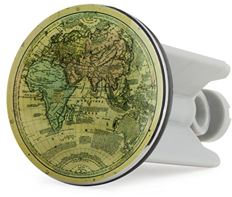 Grinscard Waschbecken Stöpsel Alte Weltkarte Design - 7 x 4 cm - World Map Spülbecken Abflussstopfen als Geschenk