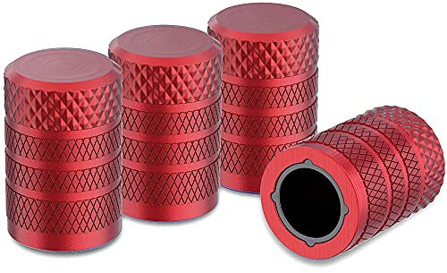 Dsycar Rändelte Stil Mit Kunststoffkern Bike Motorrad Auto Reifen Rad Ventilkappen für Auto Styling Dekoration - 4 Teile/schachtel -(Rot)