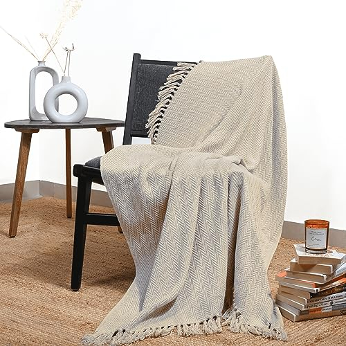 Überwurfdecke aus Baumwolle mit Fischgrätenmuster 127 x 152 cm Moderne Boho-Wohnzimmerdekoration, kuschelig warme Bettüberwürfe, weiche Luxusdecken für drinnen und draußen silbernes Innenfutter