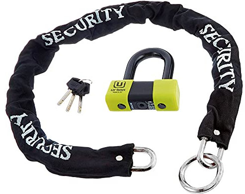 urban U75+10.120L Cadenas antivol Mini U Ø 18 Haute Gamme homologué SRA + Chaîne Lasso Multifonction 120 cm