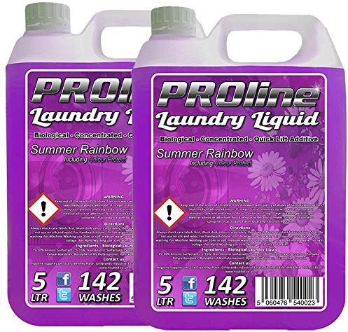 Proline Bio Laundry Liquid Summer Rainbow Colour Protect Washing Detergent 2 x 5L (284 Washes)