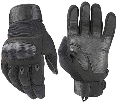 Nioslier Gants de protection des articulations en plein air, phalanges rigides, gants d'écran tactile pour homme et femme, pour cyclisme, moto, randonnée, camping, entraînement (L, noir)