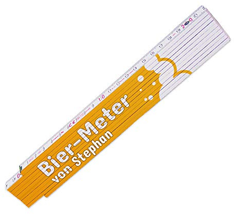 Lustiger Zollstock mit Namen Stephan und Motiv - Bier-Meter - für Männer | Glieder-Maßstab mit Namen bedruckt | Viele Namen zur Auswahl