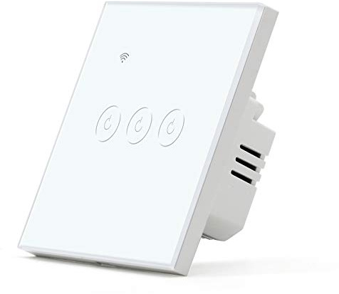 BSEED Smart Alexa Lichtschalter 3 Fach 1 Weg Wifi Smart Touch Wandlichtschalter Arbeitet mit Tuya/Alexa/Google Glas-Touchscreen-Schalter Weiß(Nur 2,4 GHz Wlan, NeutralDraht Erforderlich)