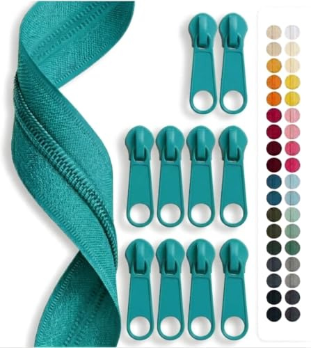Jajasio Endlosreißverschluss mit Zipper 3mm (Nonlock), 5 Meter, Reißverschluss endlos Auswahl aus 40 Farben/Farbe: 78 – türkis